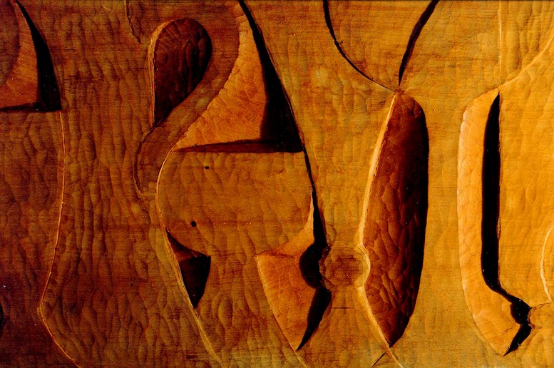 Detail reliéfu s kuchyňským motivem (určeno pro prostor jídelny). Prodáno.